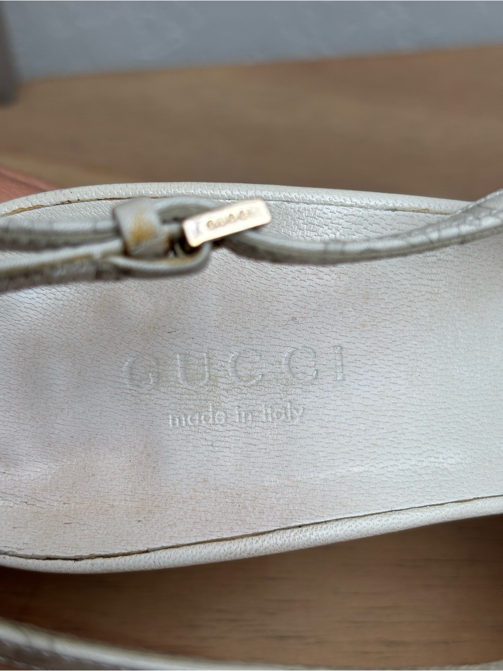 Gucci Tom Ford Era White Leather Slingback Kitten Heels GG Guccisima Pointed Toe - Picture 6 of 8